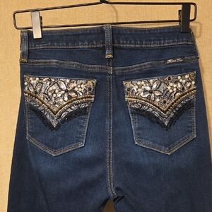 Miss Me Blue Jeans with Gold and Silver Accents